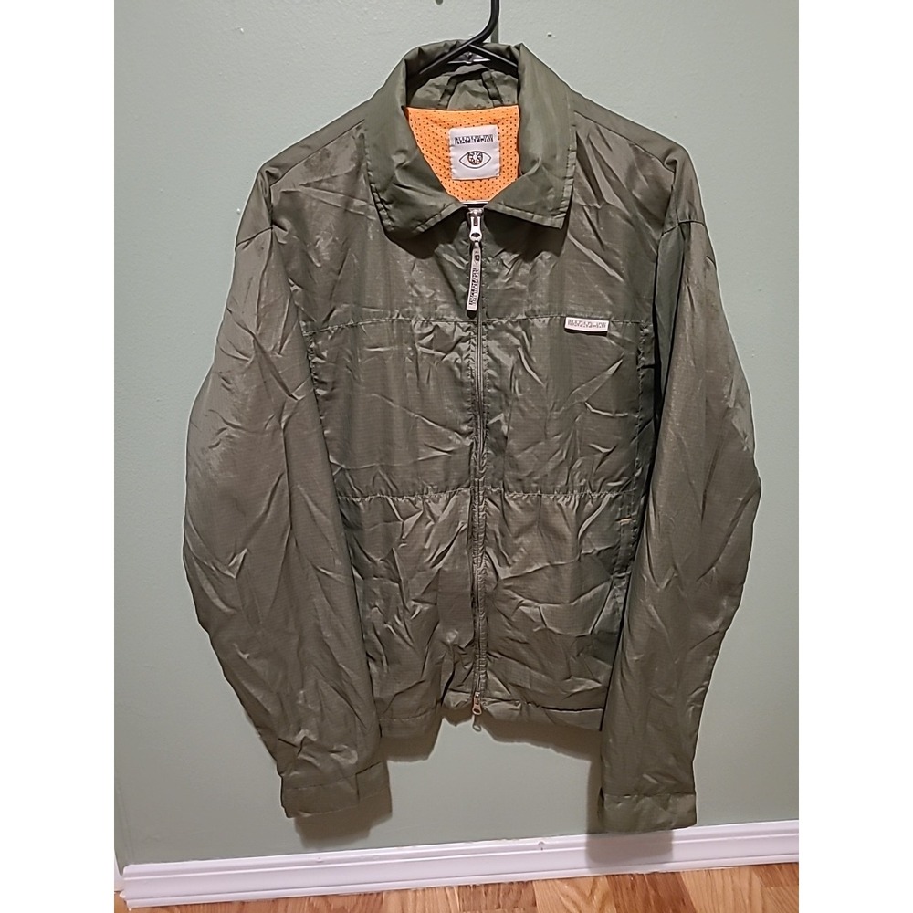 Napapijri Khaki Green Windbreaker Hiking Jacket Men's Large Read Description‎